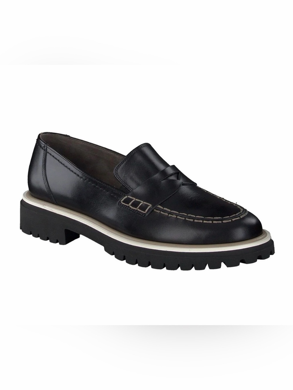 NWT $375 Paul Green Justine Lug Black Leather Loafers Super Soft